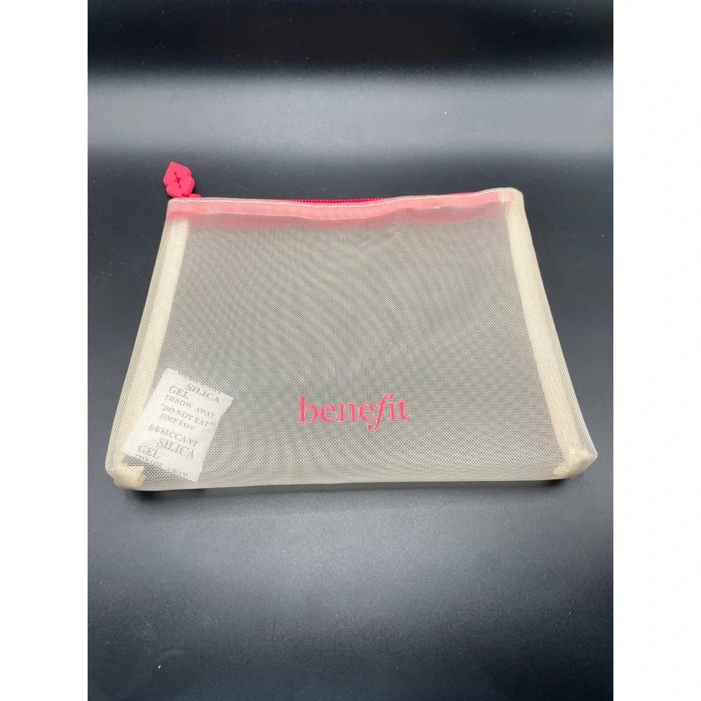 Benefit Cosmetics 2025 Mesh Pouch Cream Pink Makeup Bag New Sealed TOA417